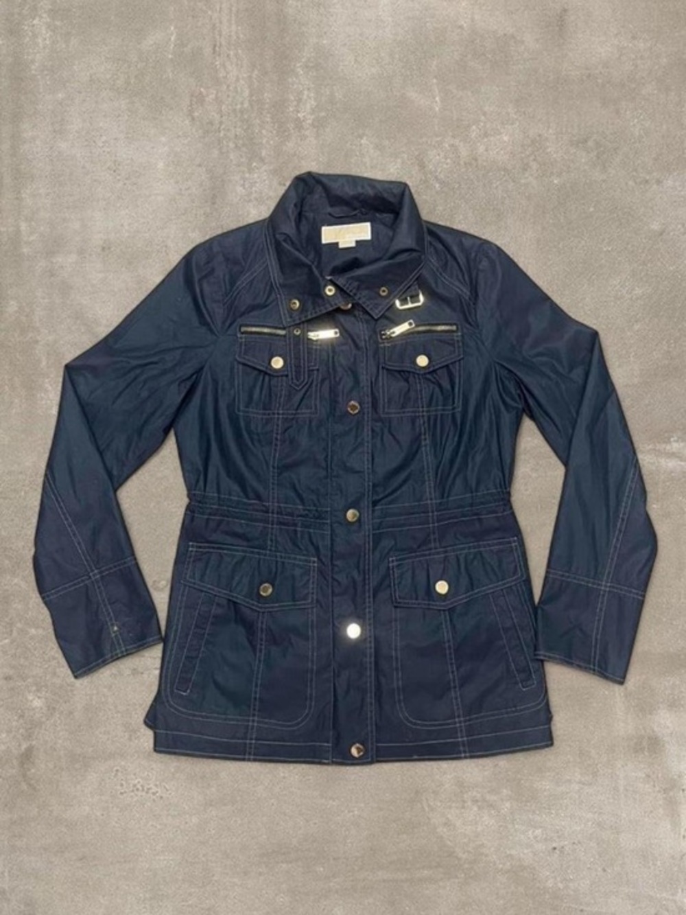Michael Michael Kors Navy Utility Jacket Size Small Gold Hardware